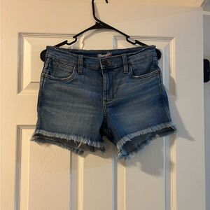 Wrangler Women's Frayed Hem Blue Jean Shorts